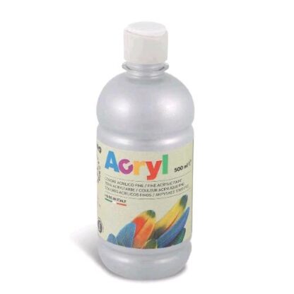 PRIMO TEMPERA ACRILICA IN BOTTIGLIA DA 500 ML ARGENTO