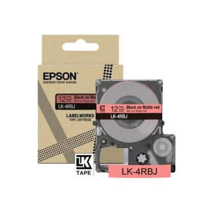 EPSON LABELWORKS LK-4RBJ MATTE TAPE ROTOLO NERO SU ROSSO OPACO 12mm x 8 MT PERL W-C410 LW-C610
