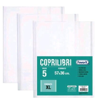 FAVORIT C63XL COPRILIBRI IN PP LISCIO 360X570 mm TRASPARENTE CONF 5 Pz.