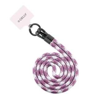 CELLY FREEDOM LACET LACCIO DA COLLO PER SMARTPHONE CON GANCI IN METALLO REMOVIBILI VIOLA BIANCO