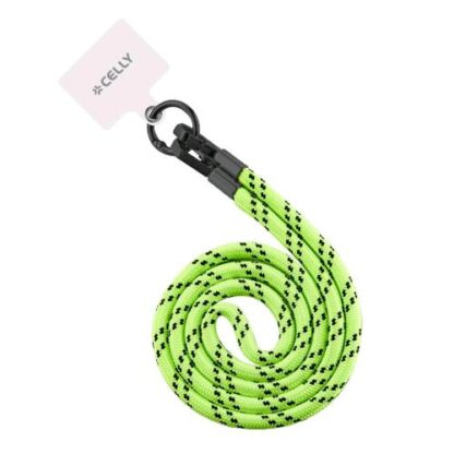 CELLY FREEDOM LACET LACCIO DA COLLO PER SMARTPHONE CON GANCI IN METALLO REMOVIBILI YELLOW FLUO