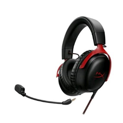 HP HYPERX CLOUD III CUFFIE GAMING CABLATE PC PS5 XBOX SERIES X|S DRIVER ANGOLATI DA 53MM DTS MEMORY FOAM TELAIO ROBUSTO MICROFONO CRISTALLINO DA 10MM USB-C USB-A 3.5MM NERO ROSSO