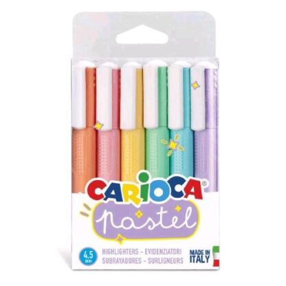 CARIOCA MEMORY PASTEL EVIDENZIATORE PUNTA A SCALPELLO 5 mm COLORI ASSORTITI CONF 6 Pz.