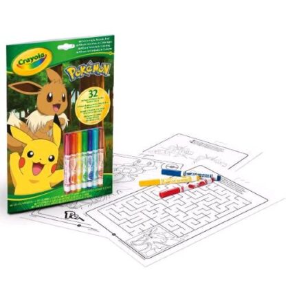 CRAYOLA ALBUM ATTIVITA' COLORING POKEMON KIT CREATIVO CON 7 PENNARELLI COLORI ASSORTITI