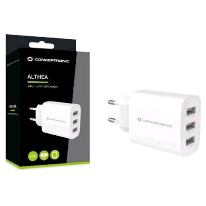CONCEPTRONIC CARICABATTERIE DA RETE A 3 PORTE USB 30W BIANCO