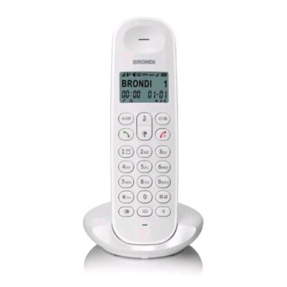 BRONDI TELEFONO LOTUS TELEFONO CORDLESS DECT GAP RUBRICA TELEFONIA 50 MEMORIE FINO A 5 PORTATILI COLLEGABILI BIANCO