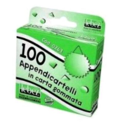 LEBEZ APPENDICARTELLI ADESIVI GOMMATI IN CARTONE METALLO DIAMETRO 3.5 CM COLORI ASSORTITI CONF 100 Pz.