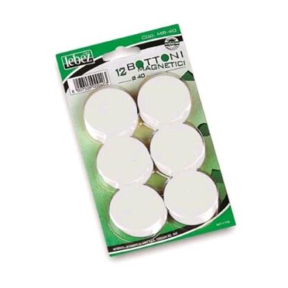 LEBEZ BOTTONI MAGNETICI IN PLASTICA DIAMETRO 40 mm BIANCO CONF 12 Pz.