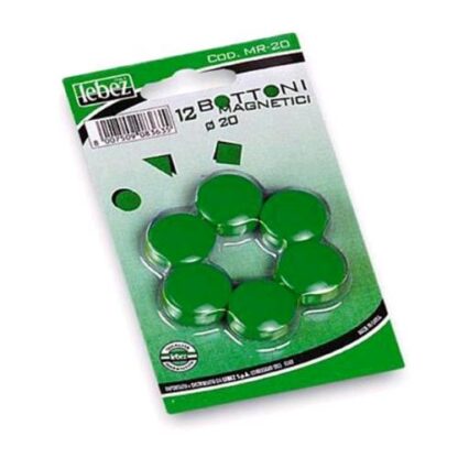 LEBEZ BOTTONI MAGNETICI IN PLASTICA DIAMETRO 20 mm VERDE CONF 12 Pz.
