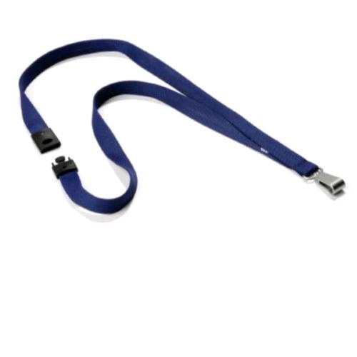 DURABLE CORDONCINO IN TESSUTO DA 15 MM X 44 CM CON MOSCHETTONE IN METALLO DA 12 mm BLU CONF 10 Pz.