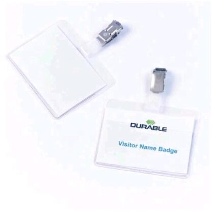 DURABLE PORTBADGE ORIZZONTALE 60X90 mm IN PP CON CLIP TRASPARENTE CONF 25 PZ.