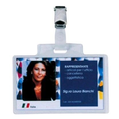 SEI ROTA PASS 3E C.R. PORTA BADGE IN PVC 60X95 mm CON PINZETTE E CARTONCINO TRASPARENTE CONF 100 Pz.