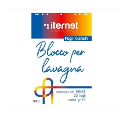 ITERNET BLOCCO IN CARTA PER LAVAGNA 20 FOGLI 980X650 mM BIANCO CONF 5 Pz.