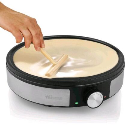TRISTAR BP-2638 CREPE MAKER PIASTRA PER CREPE 1.200 W SUPERFICE DIAMETRO 30cm TERMOSTATO REGOLABILE SILVER NERO