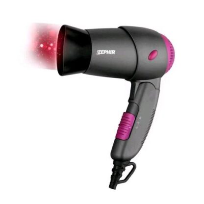 ZEPHIR ZHB1200 PHON ASCIUGACAPELLI DA VIAGGIO PIEGHEVOLE 1200W 2 VELOCITA' CONCENTRATORE GRIGIO FUCSIA