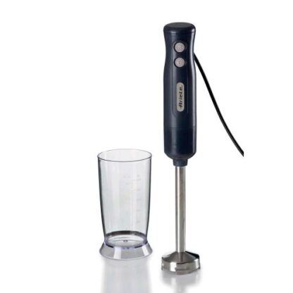 ARIETE 601 HAND BLENDER BREAKFAST FRULLATORE AD IMMERSIONE 700 W 2 VELOCITA' LAMA IN ACCIAIO INOX GAMBA REMOVIBILE BICCHIERE TRASPARENTE BLACK