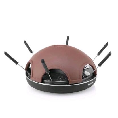 TRISTAR PZ-9156 PIZZA FESTA 6 FORNETTO ELETTRICO PER PIZZETTE 1200W CUPOLA IN ARGILLA PIASTRA REMOVIBILE DA 37 CM MARRONE