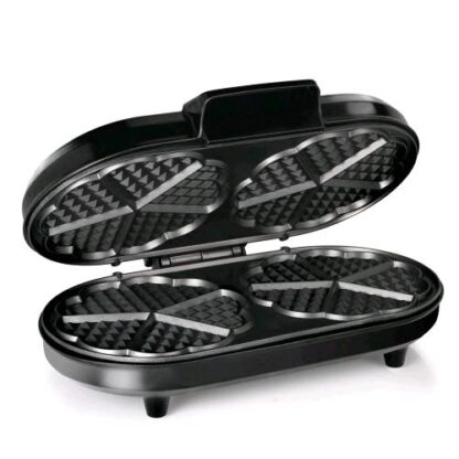 TRISTAR WF-2120 MACCHINA PER WAFFLE ELETTRICA 1200W PIASTRA ANTIADERENTE PER 10 WAFFLE A FORMA DI CUORE NERO ACCIAIO