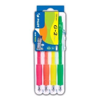 PILOT G-2 NEON PENNA A SFERA TRATTO 0.4 mm INCHIOSTRO GEL COLORI ASSORTITI CONF 4 Pz.