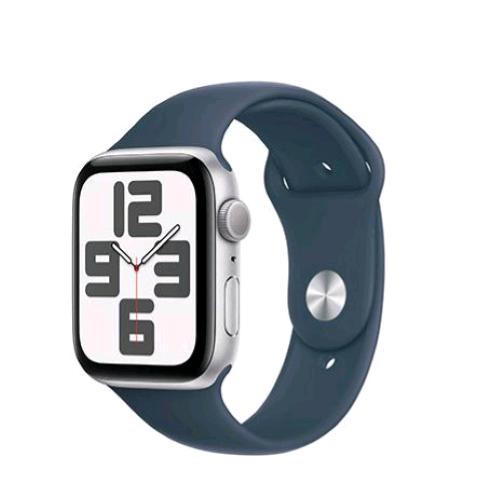 APPLE WATCH SE 2023 GPS 44mm ALUMINIUM CASE SILVER CON CINTURINO SPORT BAND STORM BLUE M/L