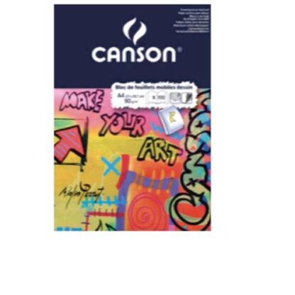 CANSON BLOCCO COLLATO 210X297 mm 50 FOGLI IN CARTA LISCIA BIANCO