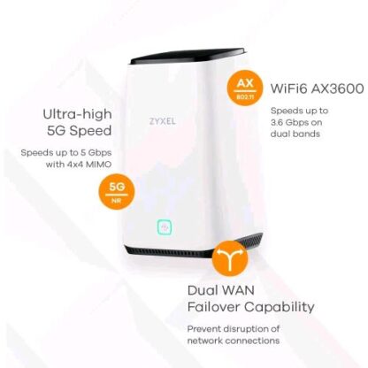 ZYXEL FWA510 NEBULAFLEX ROUTER 5G CAT20 DL FINO A 5Gbps 1 PORTA WAN/LAN 2.5GbE 1 PORTA LAN 2.5Gbe WI-FI 6 AX3600