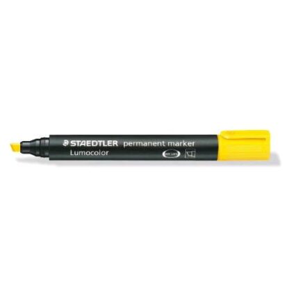 STAEDTLER LUMOCOLOR PERMANENT 350 MARCATORE PERMANENTE PUNTA A SCALPELLO 2/5 mm GIALLO CONF 10 Pz.