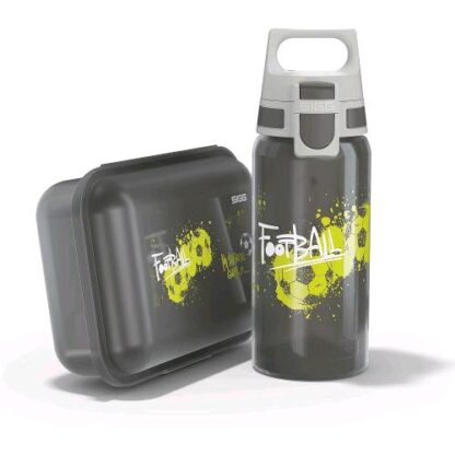 SIGG BOTTLES SET VIVA ONE KIDS BORRACCIA IN PP 0.5 LT CHIUSURA A SCATTO ERMETICA CON LUNCH BOX CON SCOMPARTI FOOTBALL