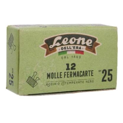 LEONE DELL'ERA MOLLE FERMACARTE IN ACCIAIO 25 mm NERO CONF 12 Pz.