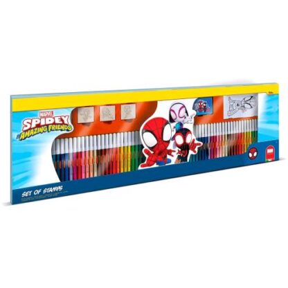 MULTIPRINT SPIDEY KIT ARTISTICO CON 60 PENNARELLI TIMBRI LIBRO ATTIVITA' ADESIVI COLORI ASSORTITI