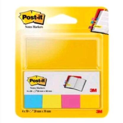 3M POST-IT SEGNAPAGINA 20X38 mm 4X50 FOGLI CON SUPPORTO IN CATONCINO COLORI ASSORTITI CONF 12 Pz.