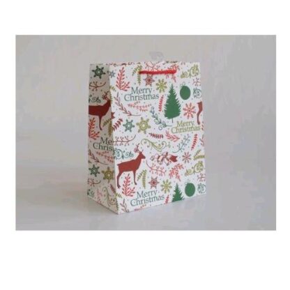 SAUL SADOCH REX BORSA IN CARTA PATINATA 40X30X12 CM MANICI IN CORDINO FORESTA DI NATALE CONF 10 Pz.