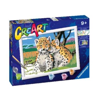 RAVENSBURGER CREART SERIE D CUCCIOLI DI LEOPARDO KIT PER DIPINGERE CON I NUMERI CON TAVOLA PRESTAMPATA PENNELLO COLORI E ACCESSORI