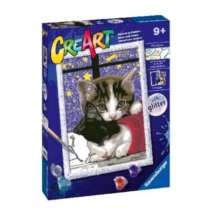 RAVENSBURGER CREART SERIE D GATTINI KIT PER DIPINGERE CON I NUMERI CON TAVOLA PRESTAMPATA PENNELLO COLORI E ACCESSORI