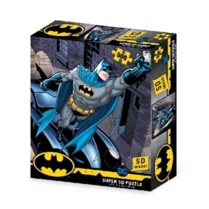 GRANDI GIOCHI DC COMICS BATMAN E LA BATMOBILE PUZZLE LENTICOLARE ORIZZONTALE CONFEZIONE EFFETTO 3D 500 Pz.