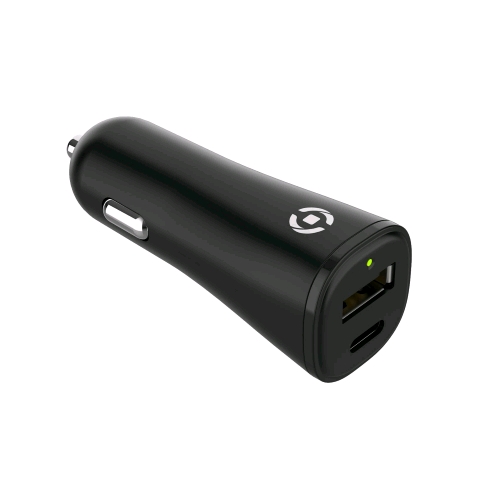 CELLY GRS CAR CHARGER CARICABATTERIE DA AUTO 2 USCITE USB-C 20 W USB-A 12W NERO