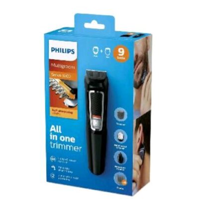 PHILIPS MG3740/15 MULTIGROOM SERIES 3000 TAGLIACAPELLI RIFINITORE KIT 9 IN 1 LAME AUTOAFFILANTI NERO