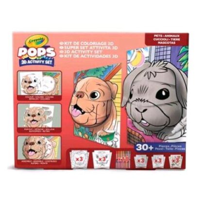CRAYOLA POPS PETS SUPER SET 3D ATTIVIT PER COLORARE E CREARE DISEGNI CON CARTONCINI PENNARELLI FOGLI ADESIVI COLORI ASSORTITI