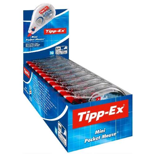 BIC TIPP-EX MINI POCKET MOUSE ESPOSITORE CORRETTORE A NASTRO 6 mm CONF 10 Pz.