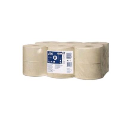 TORK ROTOLO CARTA IGENICA MINI JUMBO NATURALE 2 VELI 170 MT X 9.4 CM 850 STRAPPI BEIGE CONF 12 Pz.