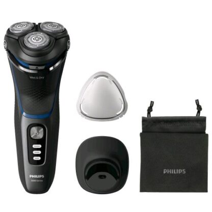 PHILIPS S3344/13 SERIE 3000 RASOIO ELETTRICO RICARICABILE WET E DRY 3 TESTINE PIVOT E FLEX 5D NERO
