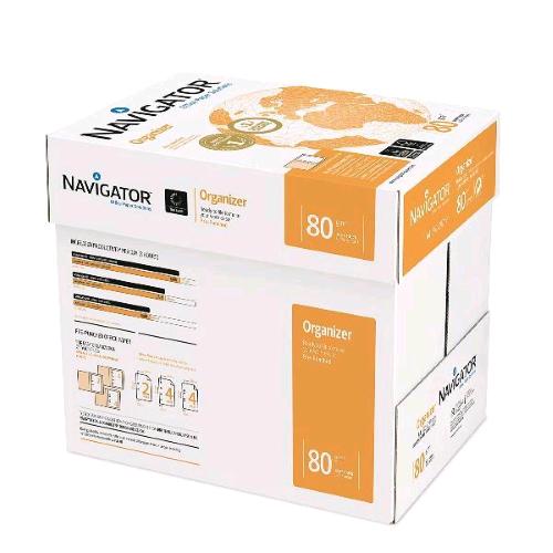 NAVIGATOR ORGANIZER RISMA DA 500 FOGLI PREFORATATI A 4 FORI 80 GR 21X29.7 CM A4 BIANCO CONF 5 Pz.