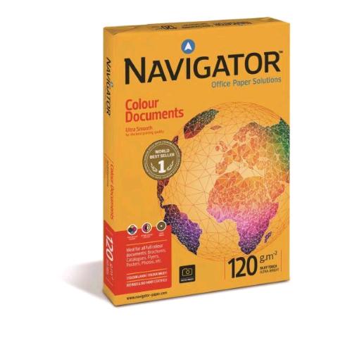 NAVIGATOR COLOUR DOCUMENTS RISMA DA 250 FOGLI 120 GR 21 X 29.7 CM A4 BIANCO CONF 8 Pz.