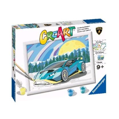 RAVENSBURGER CREART SERIE D LAMBORGHINI KIT PER DIPINGERE CON I NUMERI CON TAVOLA PRESTAMPATA PENNELLO COLORI E ACCESSORI
