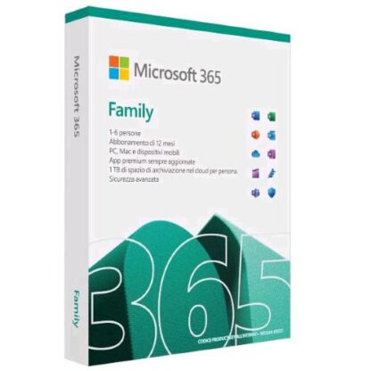 MICROSOFT M365 FAMILY 1 ABBONAMENTO MAX 6 PERSONE 1 ANNO VERSIONE BOX