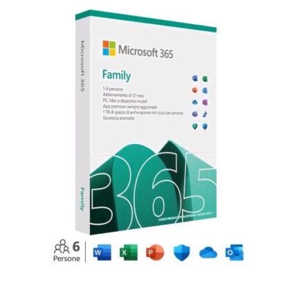 MICROSOFT 365 FAMILY ITALIANO 6 UTENTI 5 DEVICE 1 ANNO BOX