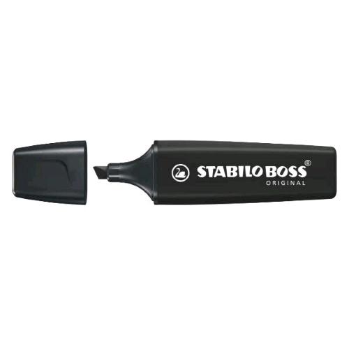 STABILO BOSS ORIGINAL MARCATORE PUNTA A SCALPELLO 2/5 mm NERO CONF 10 Pz.