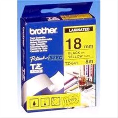 BROTHER TZE641 NASTRO LAMINATO 18MMx8MTCOLORE GIALLO STAMPA NERO