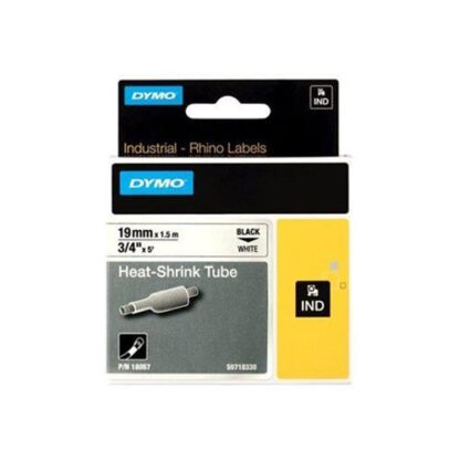 DYMO D1 RHINOPRO NASTRO TERMO-RESTRINGENTE 19mm x 1,5mt COLORE BIANCO STAMPA NERO (18057)
