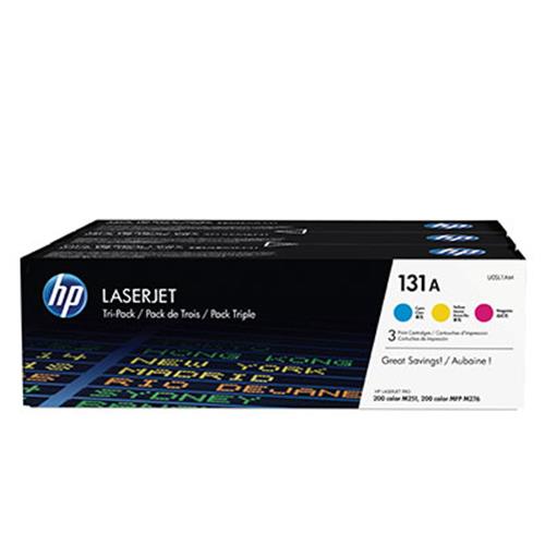 HP 131A PACK 3 CONFEZIONI TONER MULTICOLOR (CIANO+GIALLO+MAGENTA) PER STAMPANTI HP LASERJET GARANZIA ITALIA